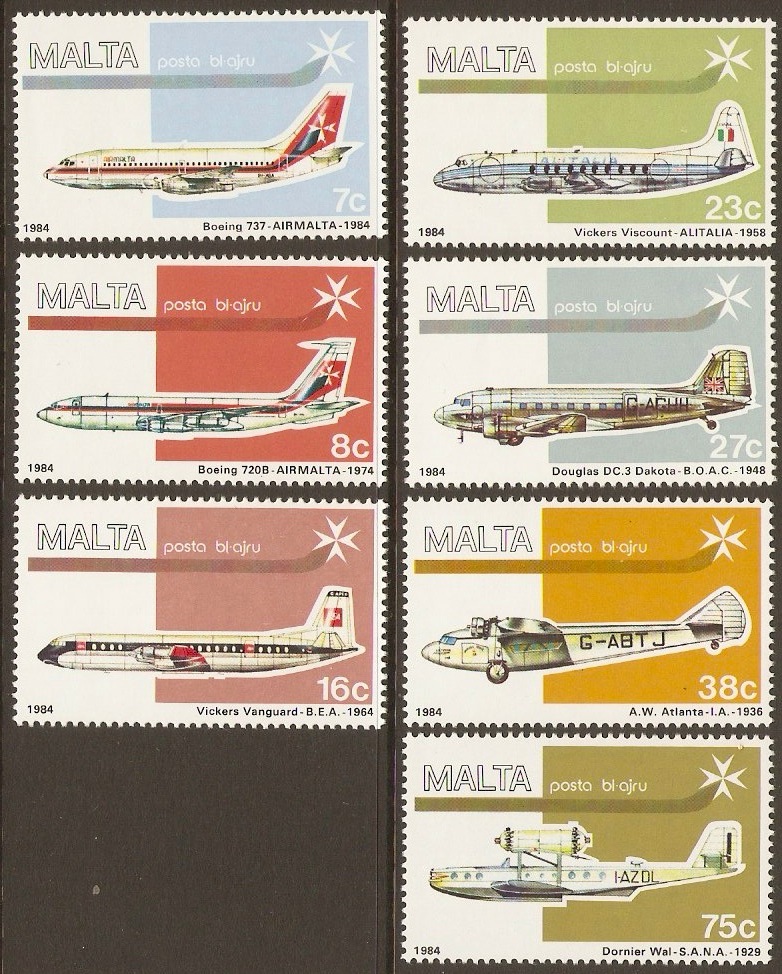 Malta 1984 Air Malta Set. SG729-SG735.