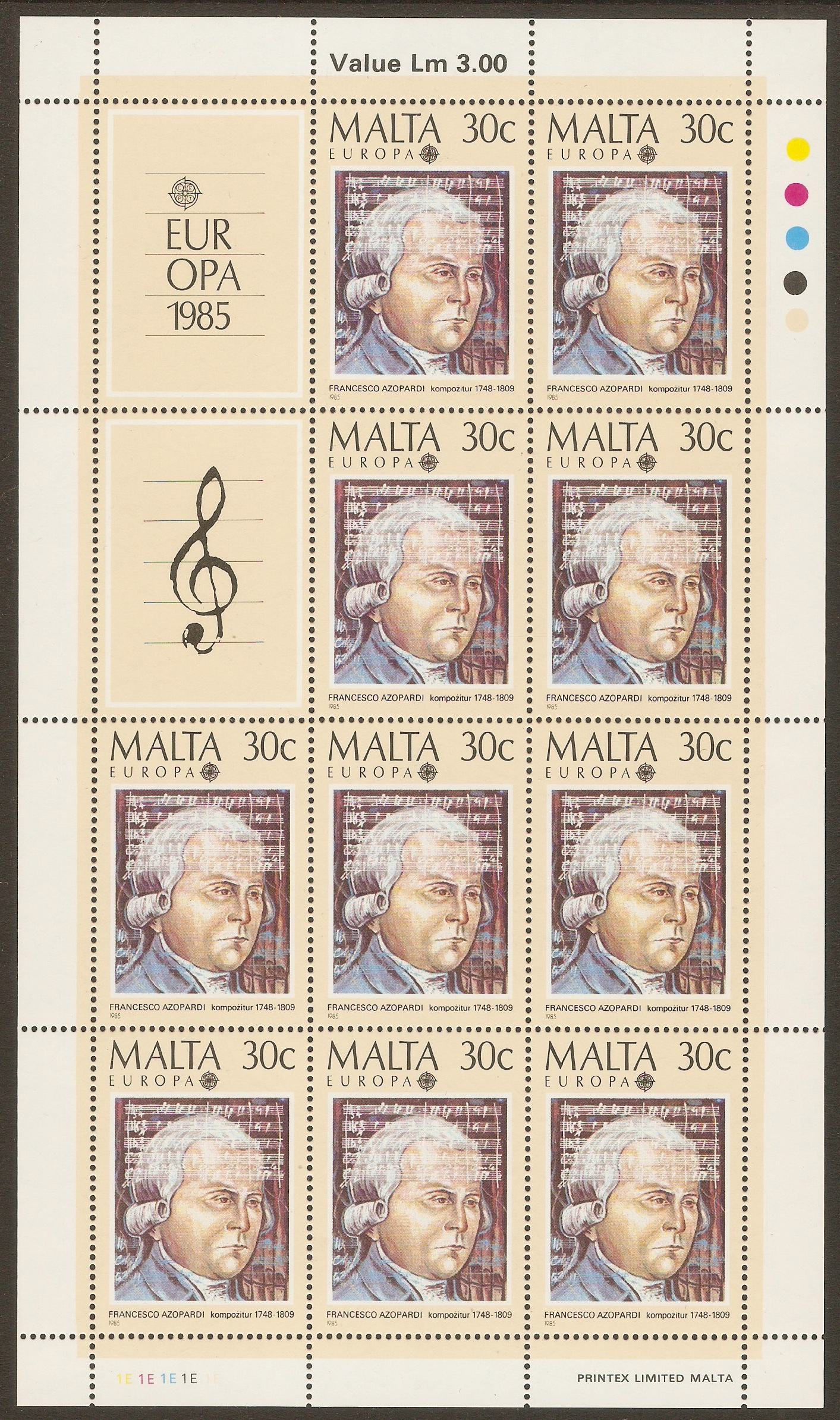 Malta 1984 30c Europa - Music Year stamp. SG759.