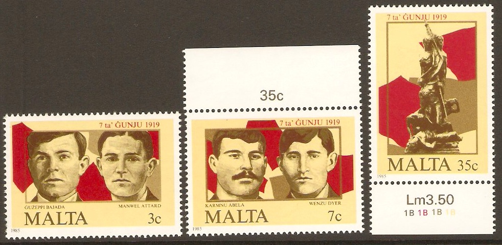 Malta 1985 Demonstration Anniversary Set. SG761-SG763.