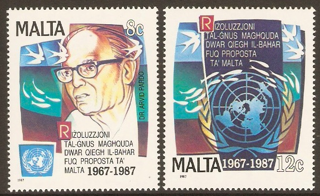 Malta 1987 UN Seabed Resolution Anniversary Set. SG816-SG817.