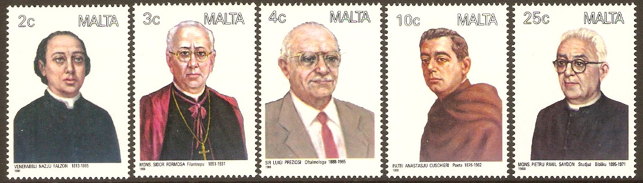Malta 1988 Maltese Personalities Set. SG819-SG823.