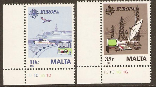 Malta 1988 Europa Transport & Comms. Set. SG827-SG828.