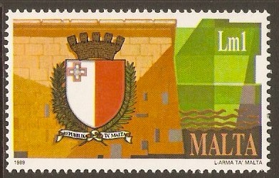 Malta 1989 1 New State Arms Stamp. SG848.