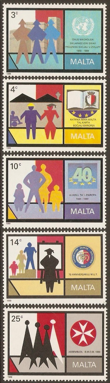 Malta 1989 Anniversaries and Commemorations Set. SG855-SG859.