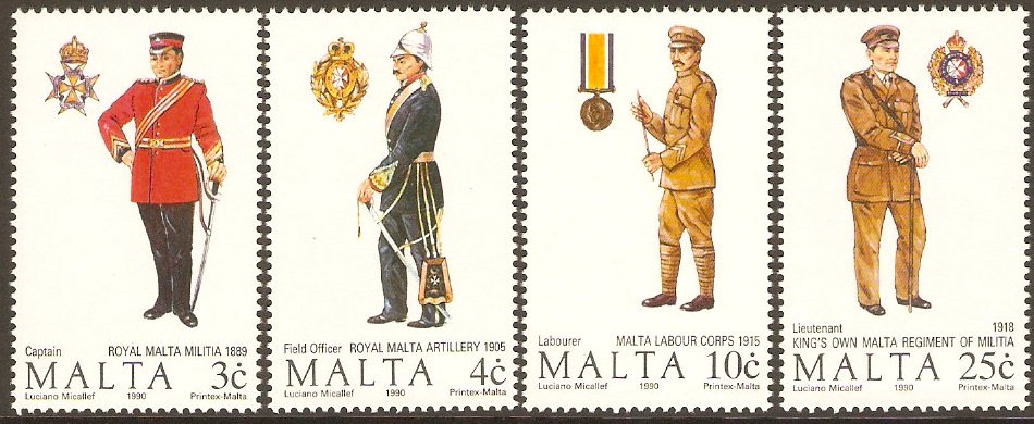 Malta 1990 Military Uniforms 4th. Series Set. SG880-SG883.