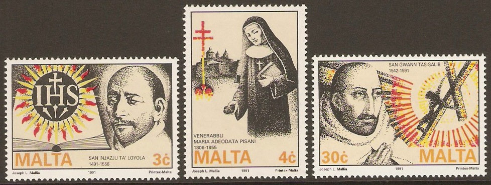 Malta 1991 Religious Commemorations Set. SG890-SG892.