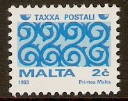 Malta 1993 2c Blue and light blue Postage Due. SGD51.