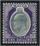 Malta 1903 1s. Grey and Violet. SG44.