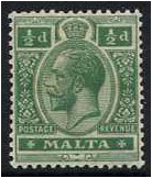 Malta 1921 d. Green. SG71.