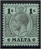 Malta 1914 1s. Black on Green Paper. SG81.