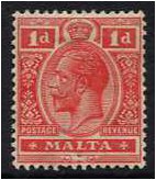 Malta 1921 1d. Scarlet. SG99.