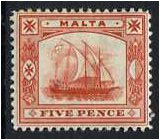 Malta 1904 5d. Vermillion. SG59.