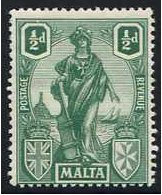 Malta 1922 d. Green. SG124.