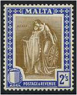 Malta 1922 2s. Brown and Blue. SG135.