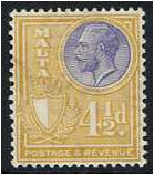 Malta 1930 4d. Lavender and Ochre. SG201.