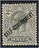 Malta 1922 2d. Grey. SG117.