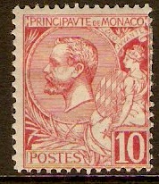 Monaco 1901 10c Carmine-red. SG23.