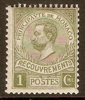 Monaco 1910 1c Olive - Postage Due. SGD36.
