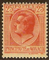 Monaco 1924 25c red on yellow. SG83.