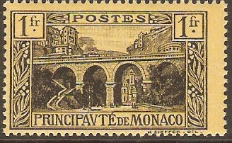 Monaco 1924 1f black on yellow. SG97.