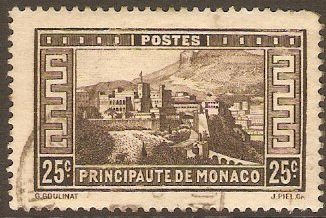 Monaco 1933 25c Sepia. SG124.