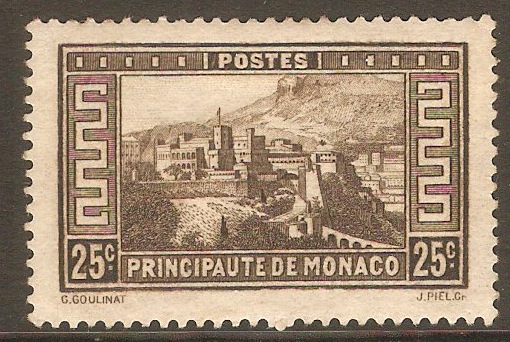 Monaco 1933 25c Sepia - Palace series. SG124.