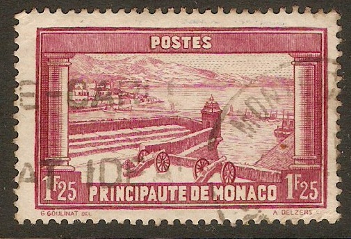 Monaco 1933 1f.25 Claret. SG133.