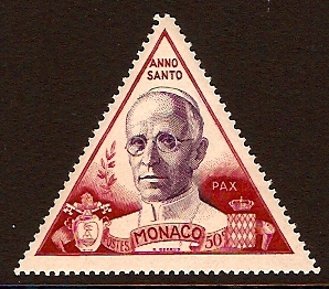 Monaco 1951 Pope Pius XII Stamp. SG439.