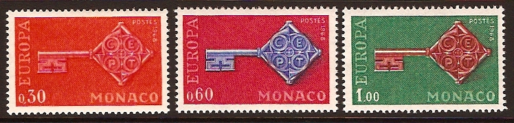 Monaco 1968 Europa Stamps. SG911-SG913.