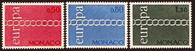 Monaco 1971 Europa Stamps. SG1015-SG1017.