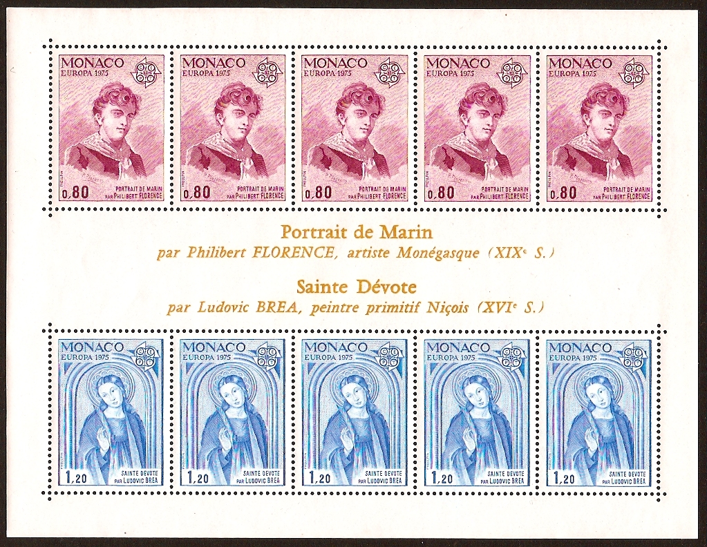 Monaco 1975 Europa Stamps sheet. SGMS1188.