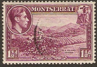 Montserrat 1938 1d. Purple. SG103a.