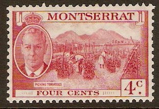 Montserrat 1951 4c Carmine. SG126.