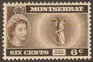 Montserrat 1953 6c Deep bistre-brown inscr. "PRESIDENCY". SG142.
