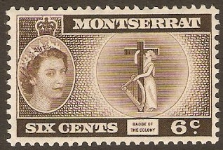 Montserrat 1953 6c Deep bistre-brown inscr. "COLONY". SG142a.