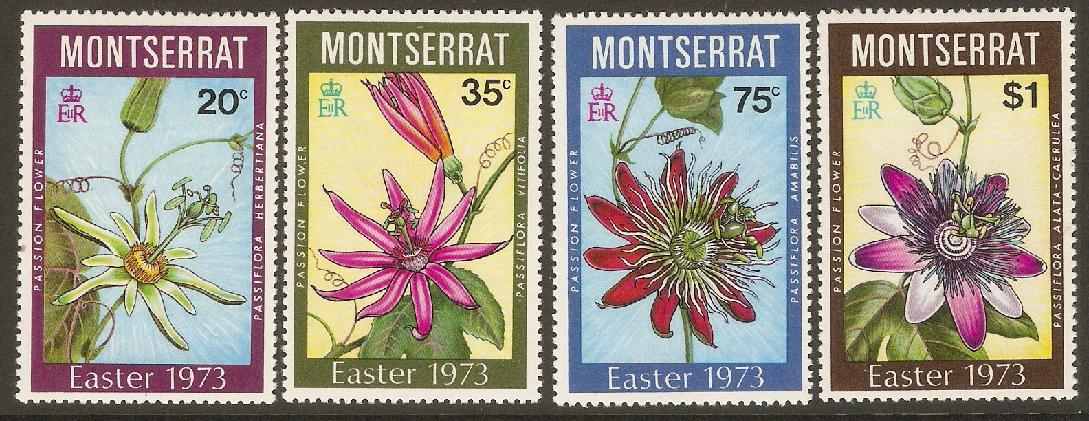 Montserrat 1973 Easter Flowers set. SG309-SG312.