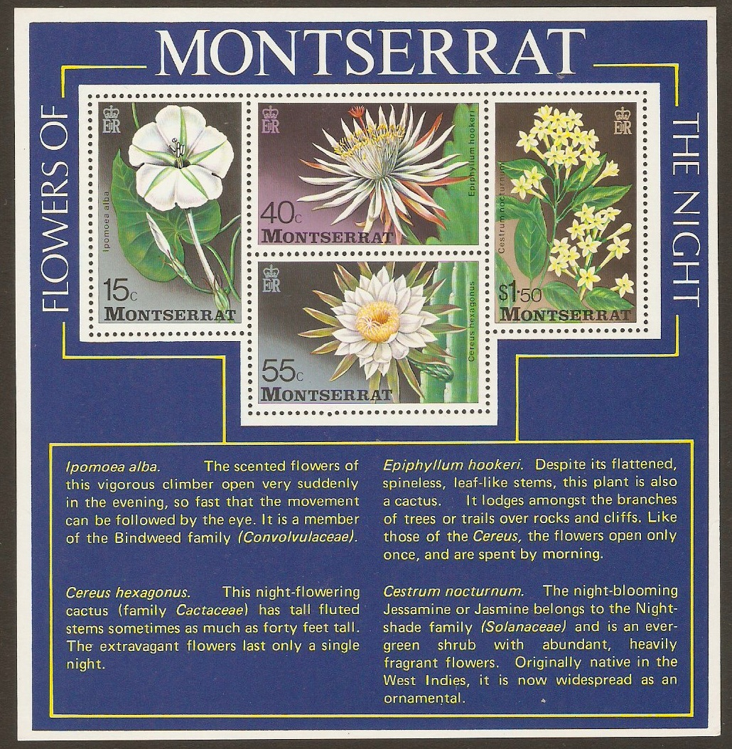 Montserrat 1977 Flowers of the Night Sheet. SGMS403.