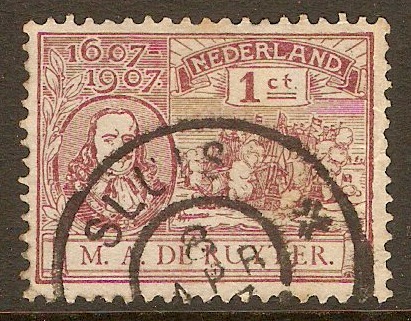 Netherlands 1907 1c Claret - de Ruyter Series. SG212.