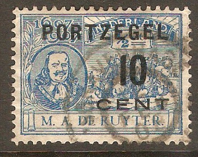 Netherlands 1907 10c on c Blue - Postage Due. SGD224A.