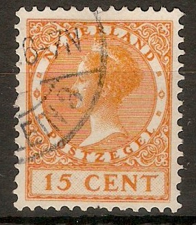 Netherlands 1926 15c Yellow-orange - Queen Wilhelmina. SG321A.