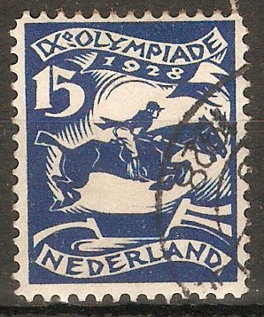 Netherlands 1928 15c (+2c) Blue - Olympic Games. SG369.