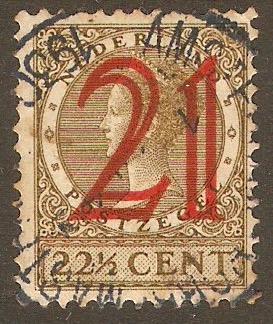 Netherlands 1929 21c on 22 Bistre-brown. SG380.