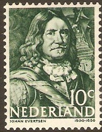 Netherlands 1943 10c blue-green. SG579.