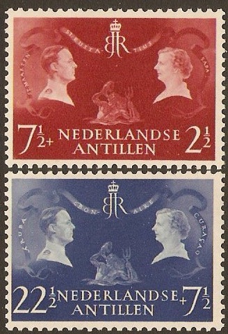 Netherlands Antilles 1955 Royal Visit Stamps. SG350-SG351.