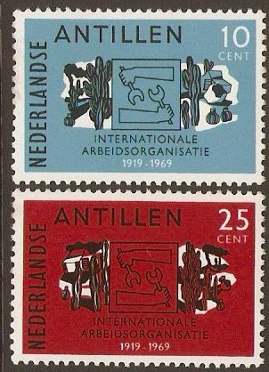 Netherlands Antilles 1969 ILO Anniversary Stamps. SG520-SG521.