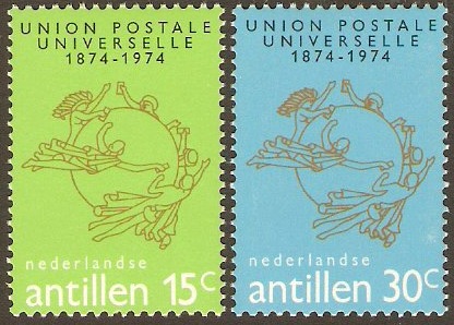 Netherlands Antilles 1974 UPU Centenary Stamps. SG592-SG593.