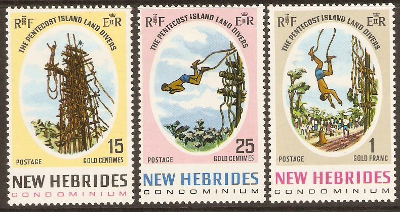 New Hebrides 1969 Land Divers Stamps Set. SG138-SG140.
