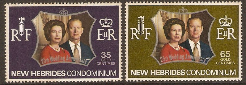 New Hebrides 1972 Silver Wedding Stamps. SG172-SG173.