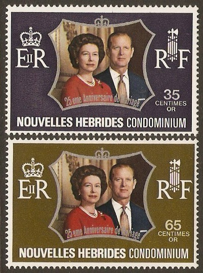 New Hebrides 1972 Silver Wedding Stamps. SGF187-SGF188.