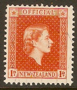 New Zealand 1954 1d Orange Official Stamp. SGO159.